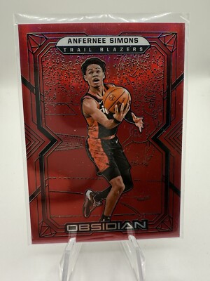 ANFERNEE SIMONS 2021-22 OBSIDIAN BASKETBALL RED FLOOD TRAIL BLAZERS.