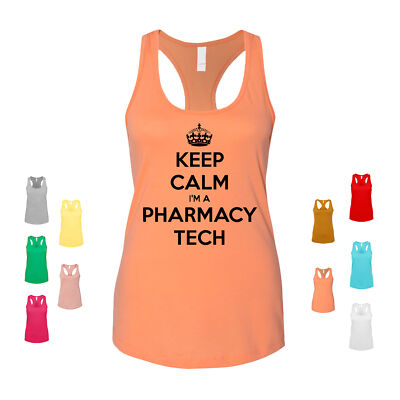 Keep Calm I'm A Pharmacy Tech calm pharmacy tech job medical Women's Tank