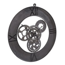 Large Industrial Metal Painted in Black With Roman Numerals Style Clock