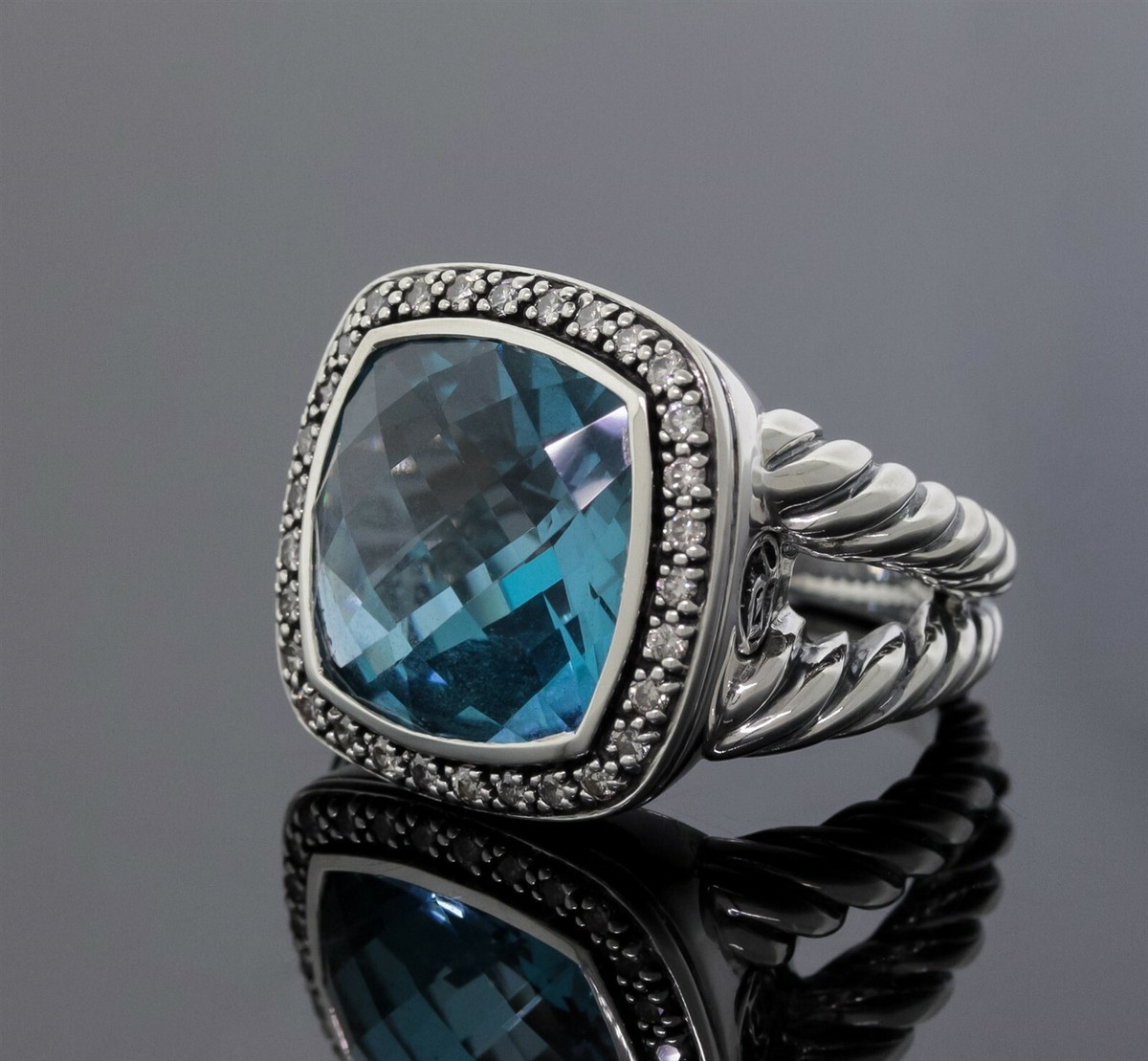 David Yurman Diamond Blue Topaz Midnight Melange Albion Silver 4mm