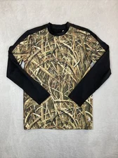 Mossy Oak Shadow Grass Blades Camo Shirt Men's Small Pullover Crew Neck Long Slv