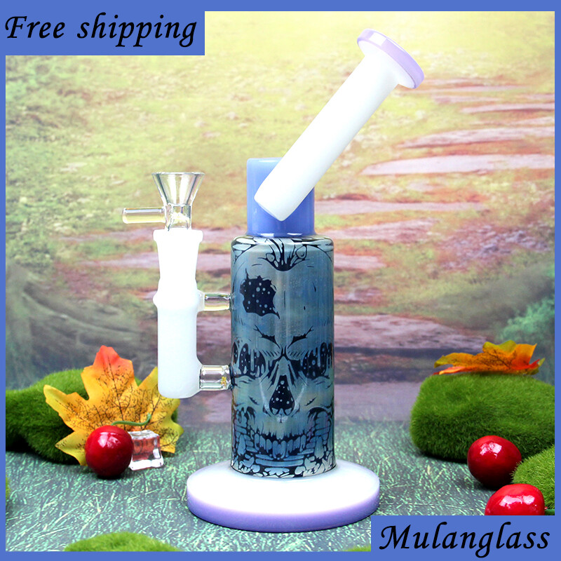 Bong And Water Pipe Hand painted Monster on Vase Body Hookah Glass Tobacco Pipes