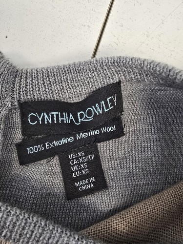 CYNTHIA ROWLEY Merino Wool Women's Brown , Gray 2-Tone Sweater Dress Size XS - Picture 4 of 8