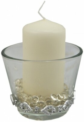 Set: 3 Kerzen + Gläser Mit Tautropfen – Tischdeko Für Hochzeit, Taufe, Kommunion