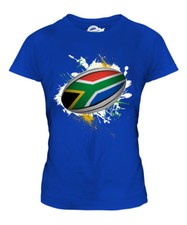 SOUTH AFRICA RUGBY BALL SPLATTER LADIES T-SHIRT TEE TOP GIFT WORLD CUP SPORT