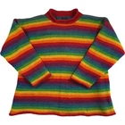 Gringo Rainbow Stripe Sweatshirt Women's XL Knit 100% Wool Made Nepal Sweater