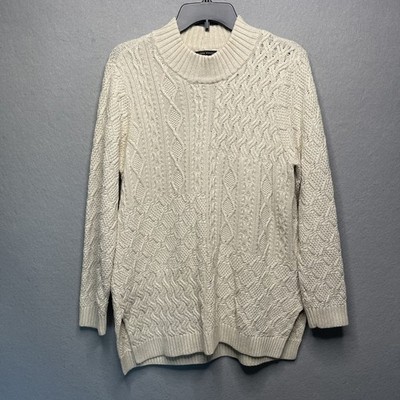 Jeanne Pierre Womens XL Cable Knit Sweater Cream