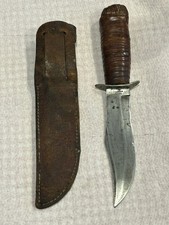 1900-1920 TELL GERMANY BIG HUNTER BOWIE KNIFE CUSTOM LEATHER WRAPPED HANDLE