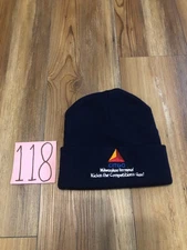 Vintage CITGO Blue Fuel Gas Station Employee Uniform Knit Beanie Made In USA