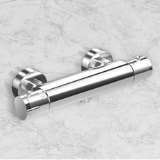 Modern Thermostatic Exposed Bar Shower Mixer Valve Tap Chrome Bottom 1/2" Outlet