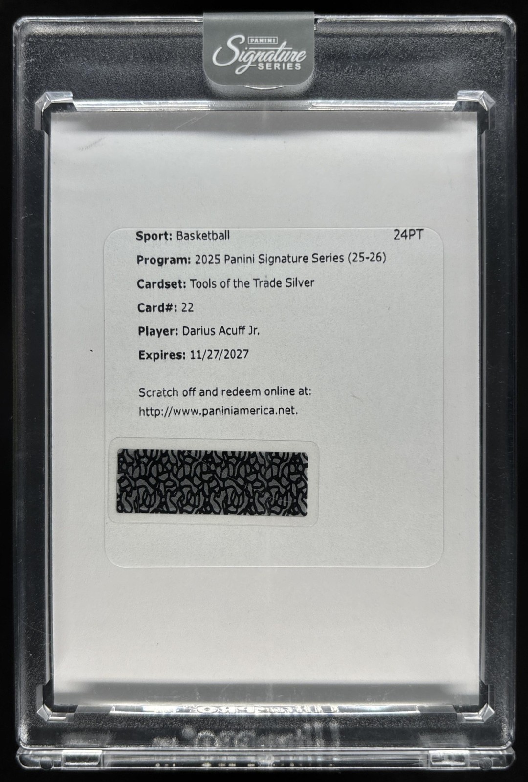 Darius Acuff Jr. 2025-26 Panini Signature Tools Trade Auto Patch /25 REDEMPTION