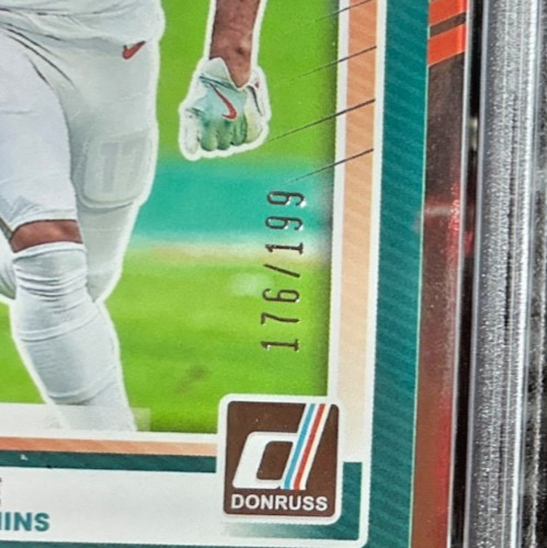 2025 PSA Mint 9 PANINI DONRUSS Jaylen Waddle Press Proof Silver 176/199 #233 view 2