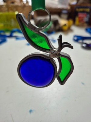 Handmade Stained Glass Blueberry Ornament (8 available)