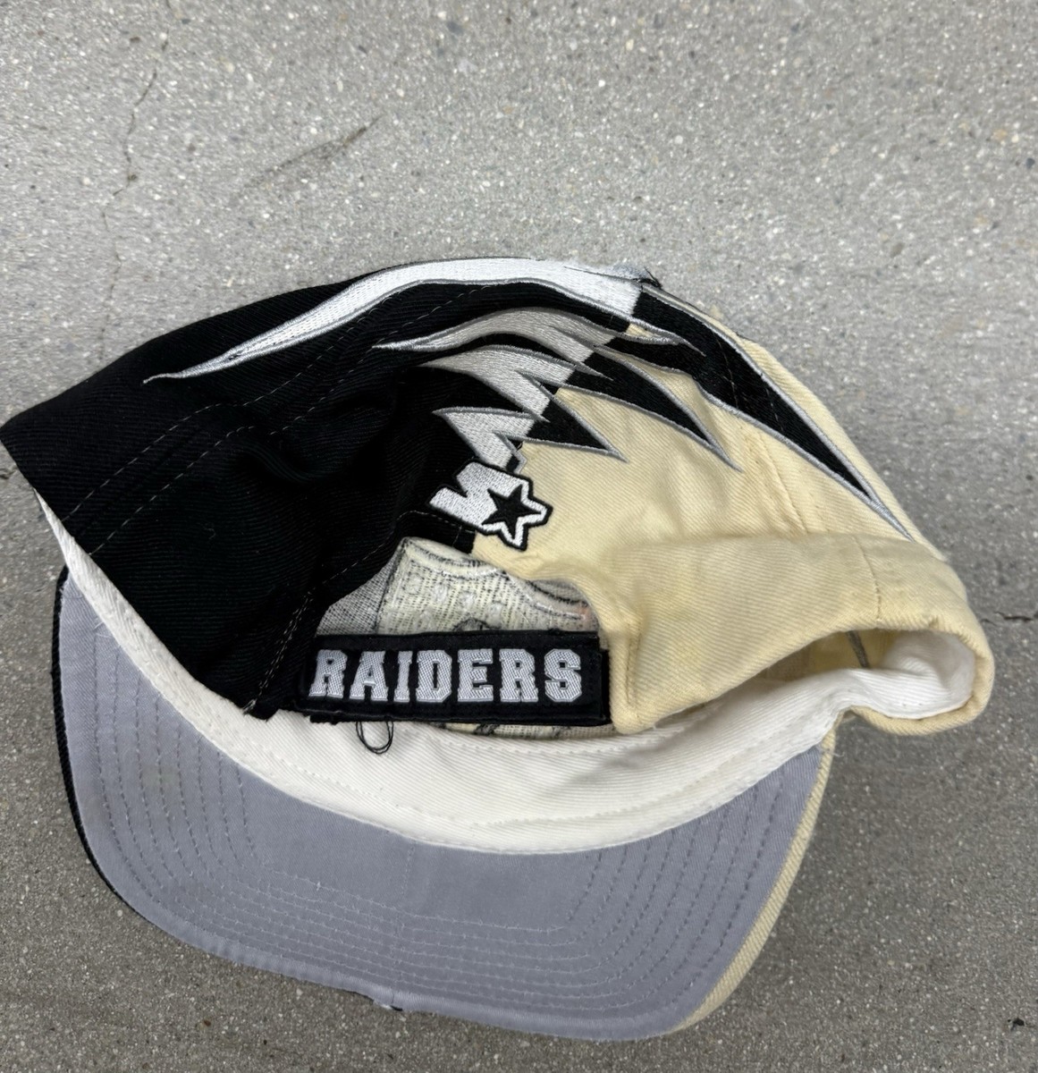 Vintage Raiders Shockwave Retro NFL Football Black White Cap