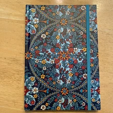 Vera Bradley Dotted Journal With Elastic Band Blue Floral Hard Back