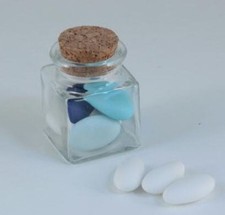 Barattolo bomboniera confettata in vetro quadro quadrato con sughero 4cm 05CT