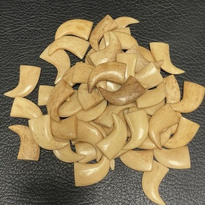 Carved Bone Faux Bear Claw Beads 1  Lot of 10 Not Drilled