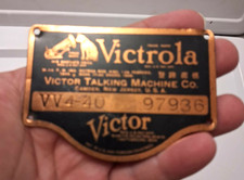 victrola victor talking machine vv4-40 identification tag/ nameplate lot sb4