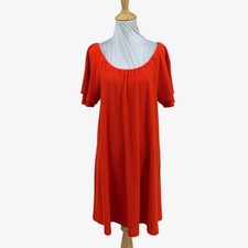Madewell Dress Womens S Small Flame Orange Texture & Thread Tiered Sleeve Mini