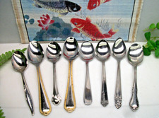 Lot of 8 Assorted Pattern Stainless Place Soup Spoons for Table use or Crafts