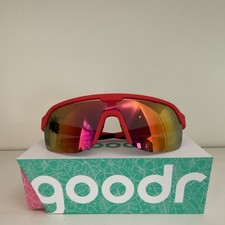 goodr Dante's Shin Splint Inferno Red Frame Gold Lens Shield Running Sunglasses