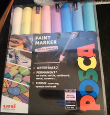 Uni Posca Paint Marker 8 Pack PC-1MR Ultra Fine Point 0.7mm. Pastel Colours.Perm