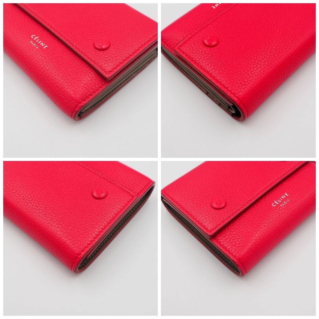 CELINE Multi function Small 3 fold Wallet Wine Re… - image 13