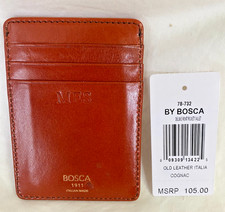 Bosca Leather Deluxe Front Pocket Wallet Cognac78-732 MSRP 105 NWT Monogram MES
