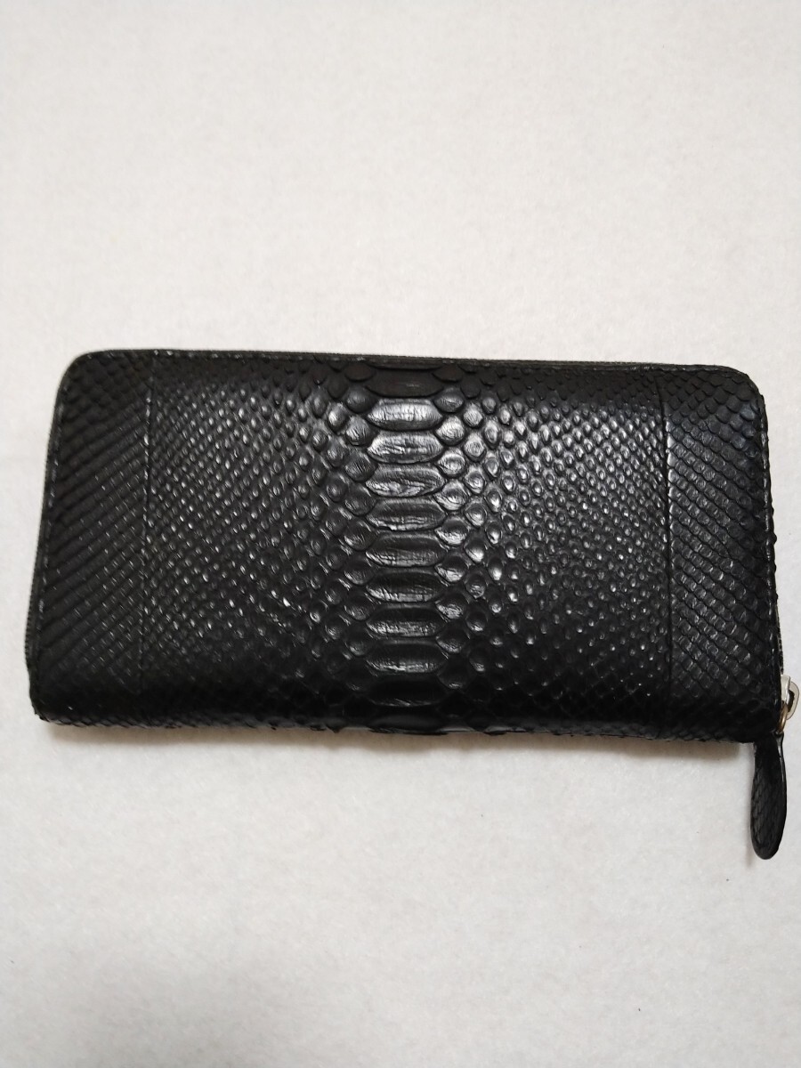 Python snake leather long wallet black - image 2