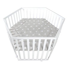 roba Laufgitter Little Stars, 6-eckig, inkl. Schutzeinlage, Holz weiß - B-Ware
