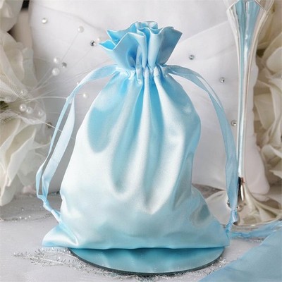 12 pcs 5x7'' Light Blue SATIN FAVOR BAGS Wedding Party Reception Gift Favors SALE
