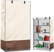 Beige & Brown, 36" W x 18" D x 72" H, Outdoor Storage Shelves Cover for Met