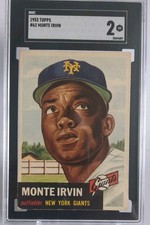 1953 Topps MONTE IRVIN New York Giants #62 SGC 2 Good Condition 
