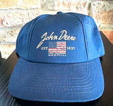 Vintage K-Products John Deere Snapback Hat Cap Script Flag Made In USA