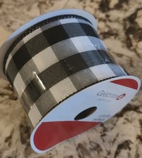 Celebrate It Buffalo Check Plaid Black White Wired Ribbon Holiday 2 1/2" X 20'