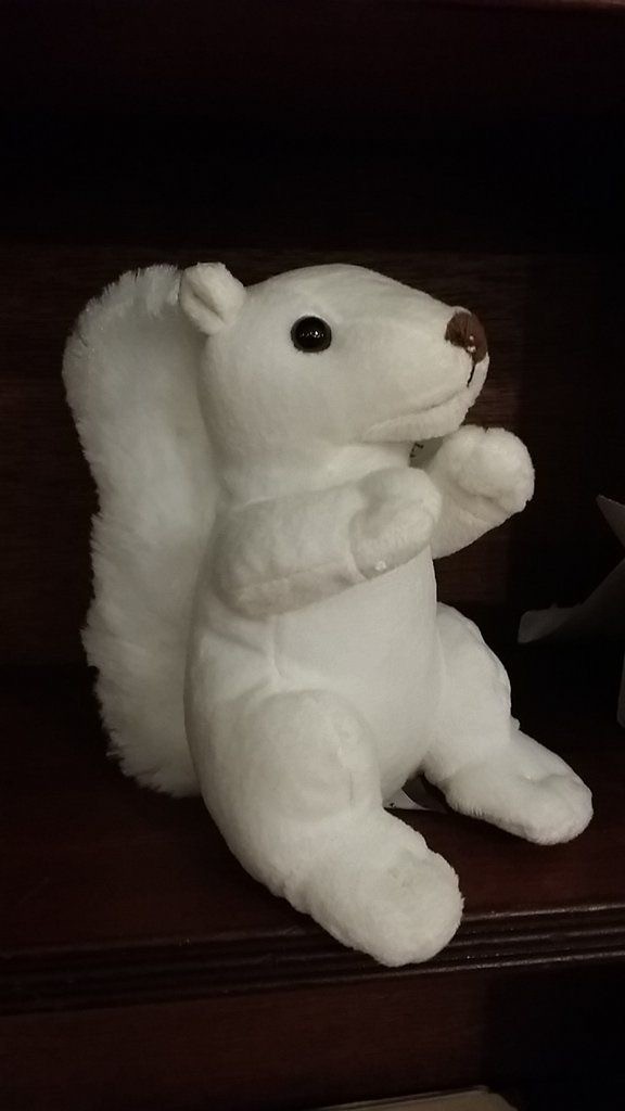 Stuffed Animal - White Squirrel with Brown Nose - Medium Size