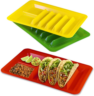 3 Pack Taco Holder Stand, Colorful Plastic Taco Plates for Hard & Soft Shell Tac