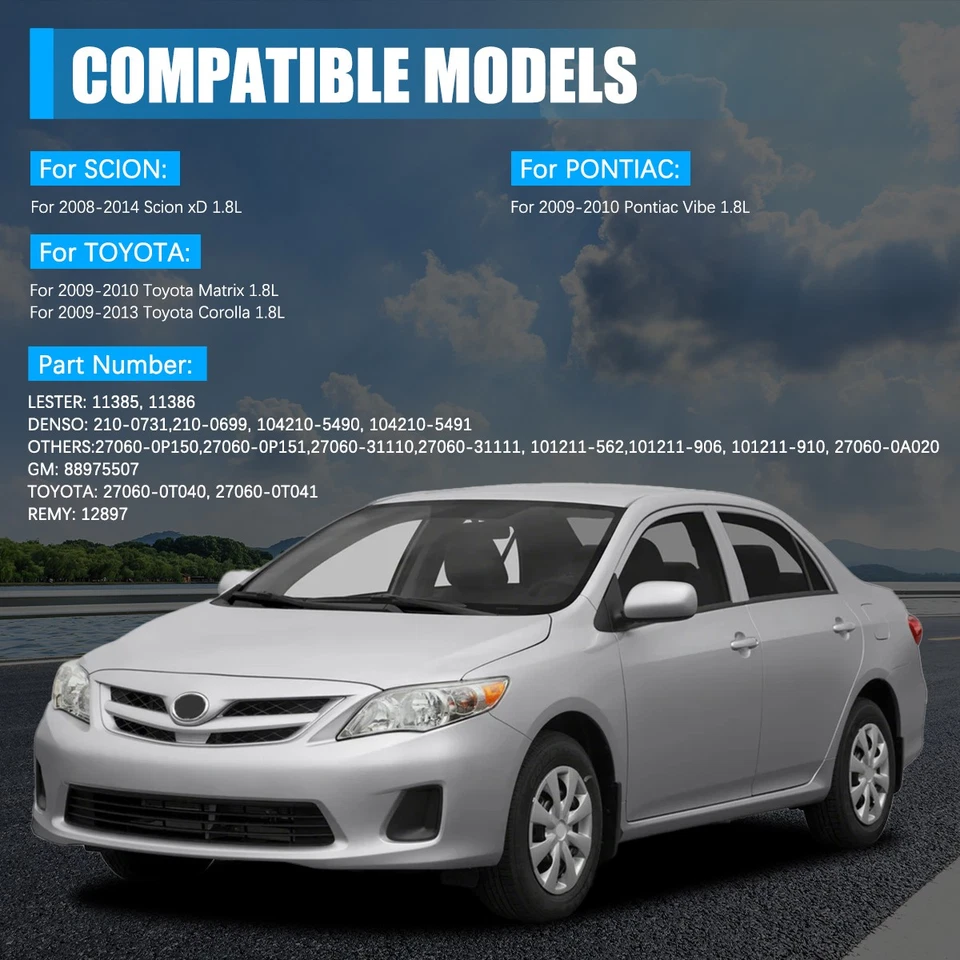 OEM Alternator For 2009-2013 Toyota Corolla 2008-2014 Scion xD 1.8L 11386 Foto 4 de 4