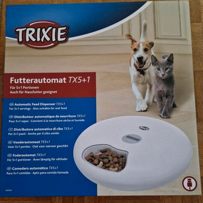 Trixie Futterautomat TX5 +1 -  6 Portionen × 0,180 l /Ø  32 × H 8 cm  grau/weiß