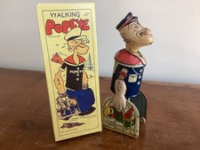 Vintage Marx tin lithograph wind-up Popeye toy with parrot cage 1935