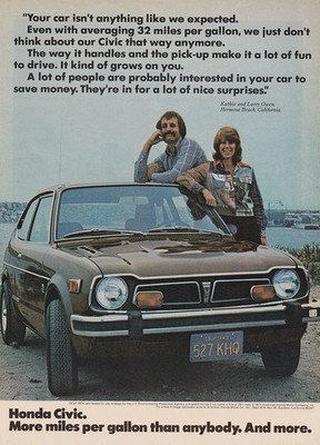 1975 Honda Civic: Your Car Isn't Anything Like We Expected Vintage Print Ad