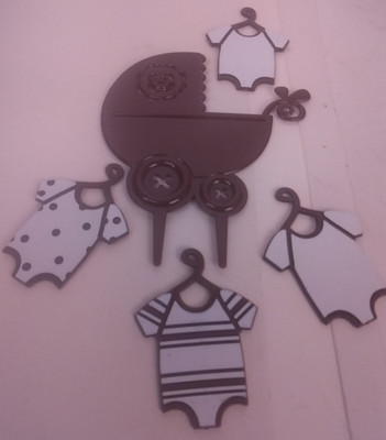 Bakery Crafts Brown Plastic Baby Carriage Cake Decorating Kit - New