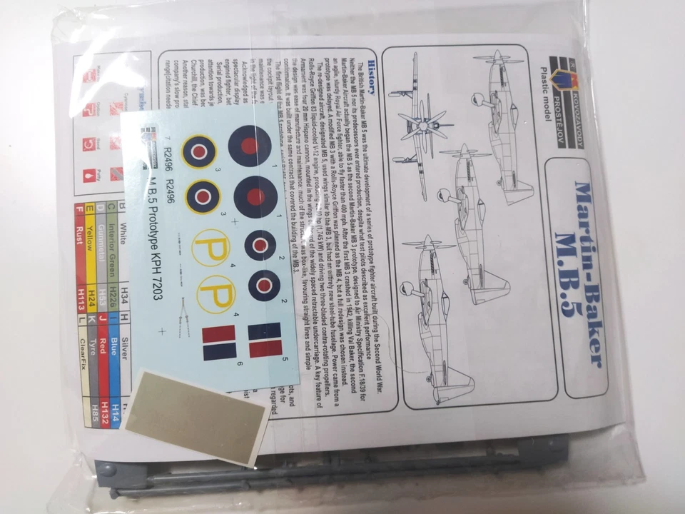 Martin-Baker M.B.5 'British Prototype' 1 ,1:72-Kovozavody Prostejov(S.TRACCIATA) - Immagine 3 di 4