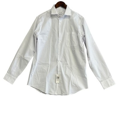 NEW Calvin Klein Men's M Regular Fit Stretch Button down Dress Shirt Pattern