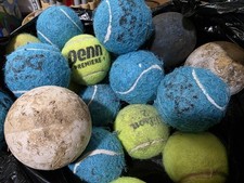 Lot of 4 lbs Used Dog Tennis Balls Softball Misc. Balls Worn Dirty No Squeakers