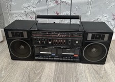 Sanyo C35 Vintage Boombox Dual Cassette FM Stereo Graphic EQ Working