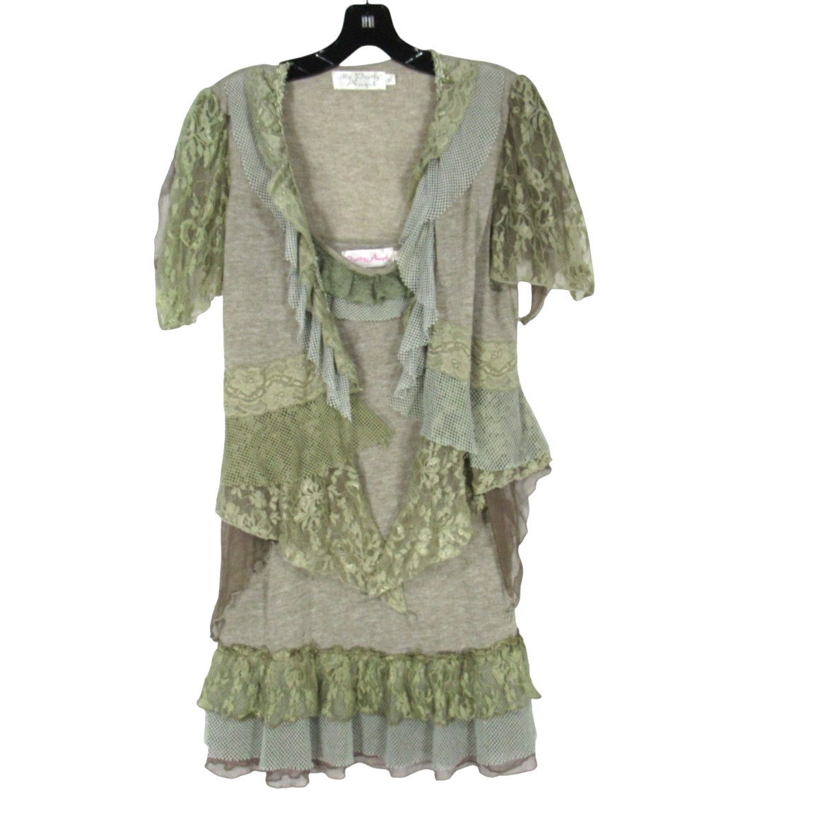 MY PRETTY ANGEL 2Pc Silk Blend LACE & CHIFFON RUFFLES Jacket/Dress OUTFIT Sz M