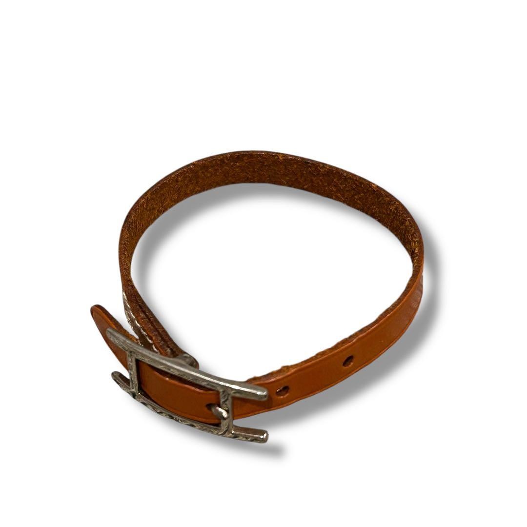 HERMES Api Leather Bracelet Adjustable Brown Bang… - image 10
