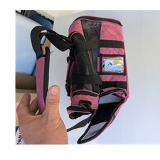 Pink Soft-Sided Airline Dog Carrier Tote with Mesh Panels and Shoulder Strap