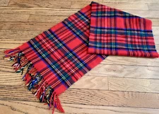 SCOTLAND CASHMERE SCARF Red Tartan Plaid*64" Long